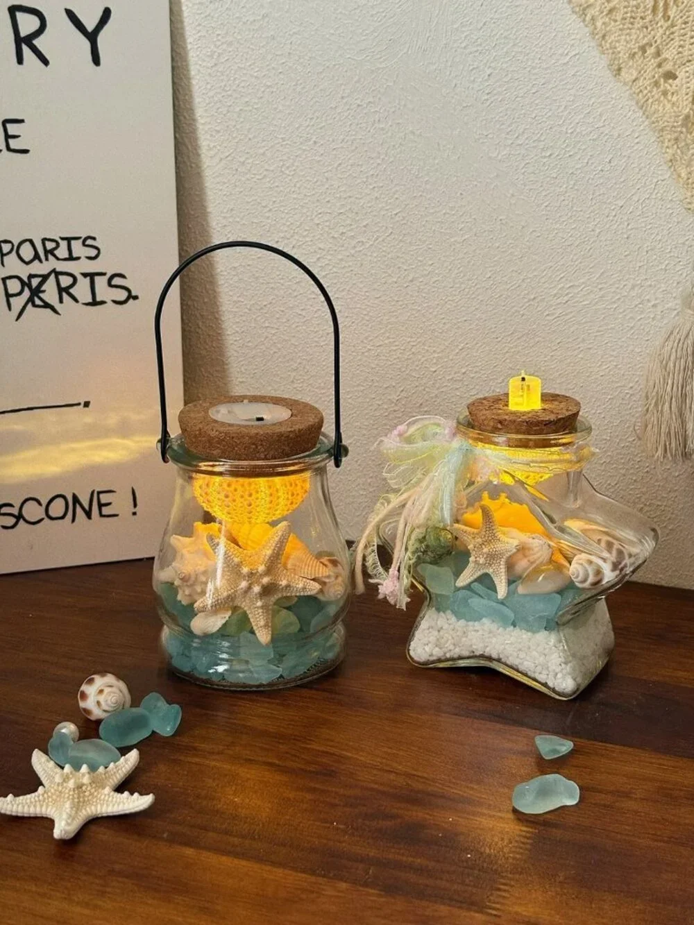Seashell Star‑Shaped Glass Wishing Bottle With LED Light